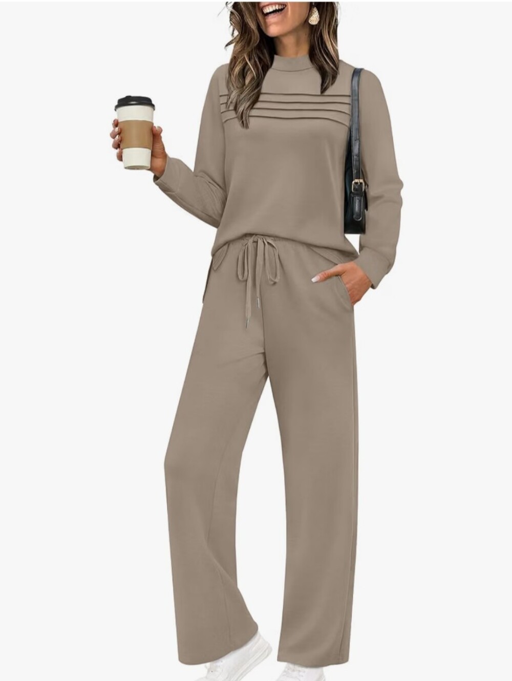Amazon Wiholl tan 2 piece top & bottom outfit in size S BNWT